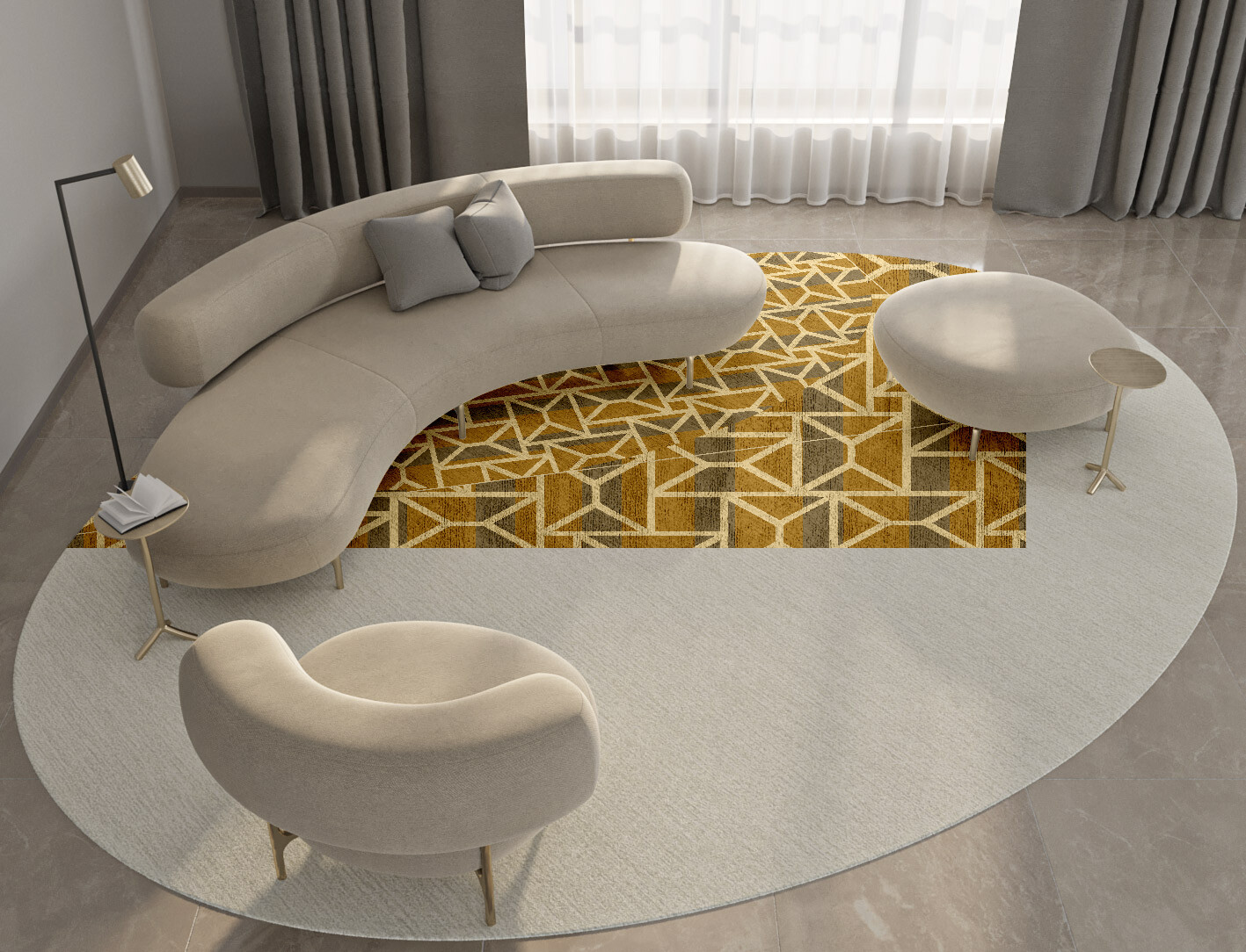 Envelope Geometric Oval Hand Knotted Bamboo Silk Custom Rug by Rug Artisan