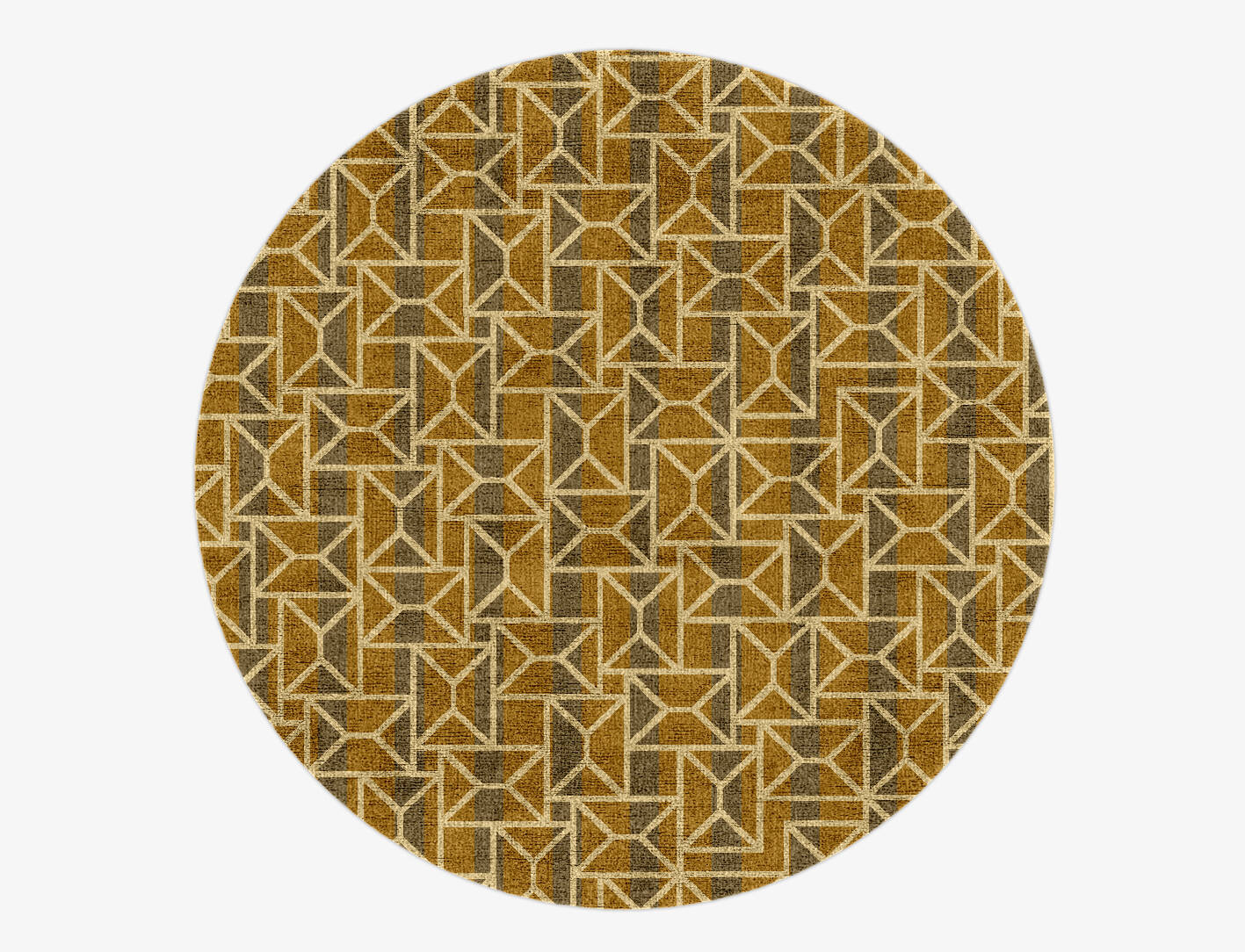 Envelope Modern Geometrics Round Hand Knotted Bamboo Silk Custom Rug by Rug Artisan