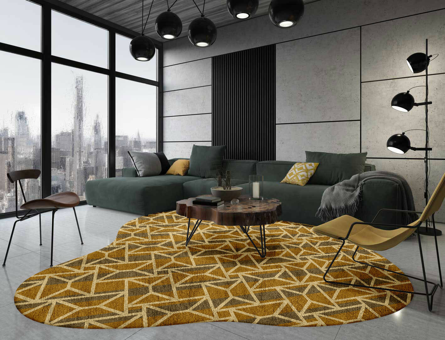 Envelope Modern Geometrics Splash Hand Knotted Bamboo Silk Custom Rug by Rug Artisan