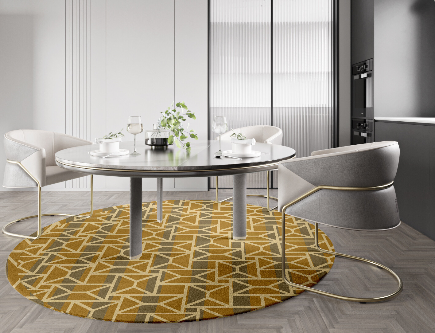 Envelope Geometric Round Hand Tufted Pure Wool Custom Rug by Rug Artisan