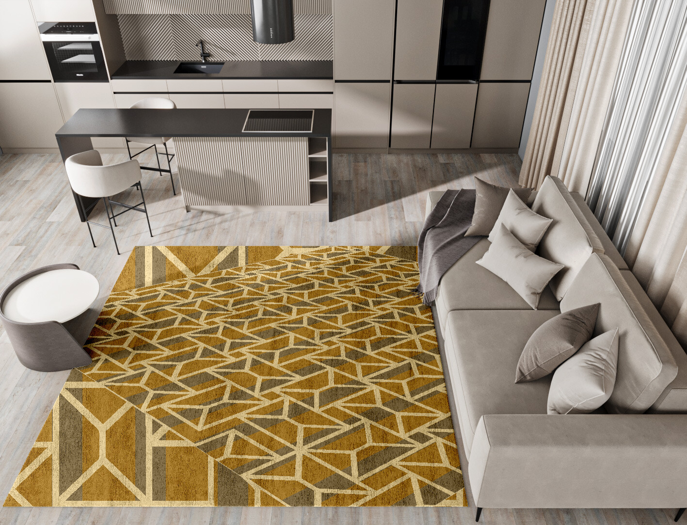 Envelope Geometric Square Hand Tufted Bamboo Silk Custom Rug by Rug Artisan