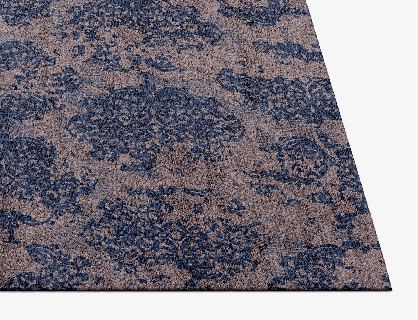 Erased Indigo Vintage Rectangle Hand Knotted Bamboo Silk Custom Rug by Rug Artisan