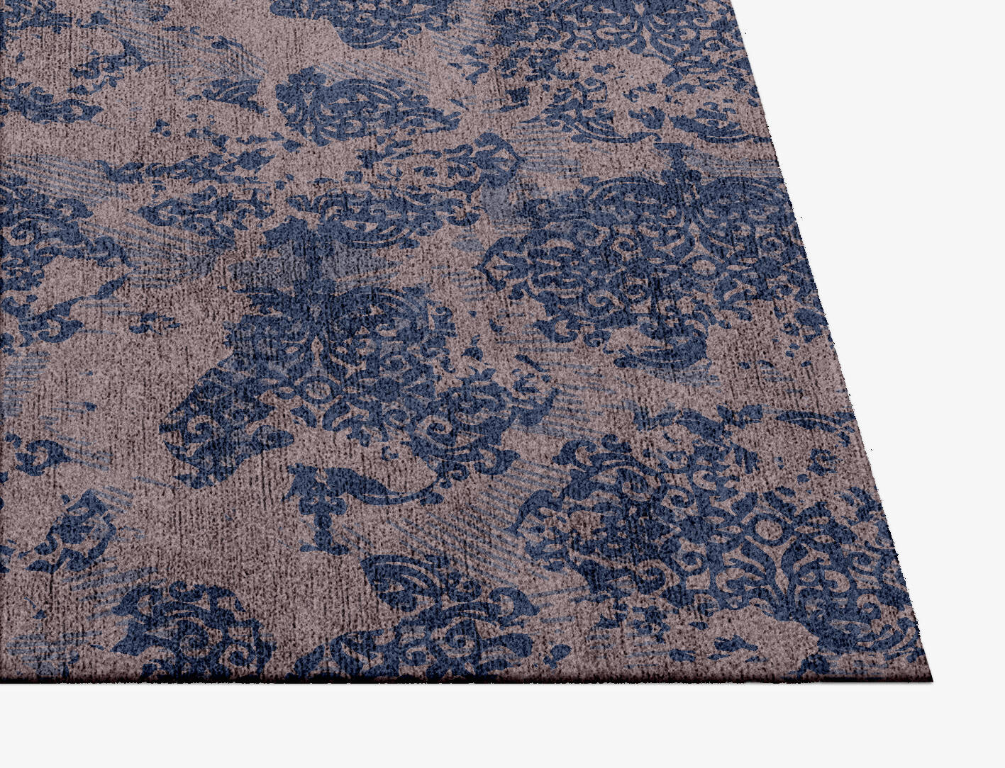 Erased Indigo Vintage Square Hand Knotted Bamboo Silk Custom Rug by Rug Artisan