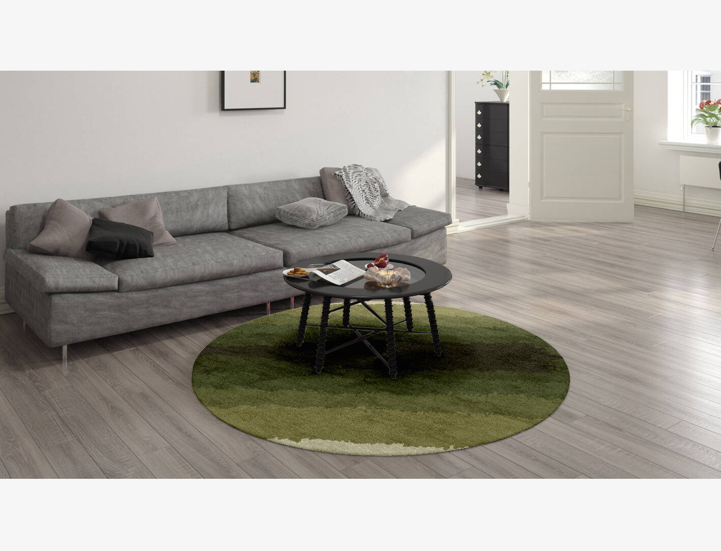 Erwin Gradation Round Hand Knotted Bamboo Silk Custom Rug by Rug Artisan