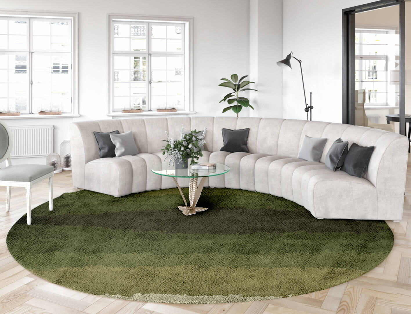Erwin Gradation Round Hand Tufted Bamboo Silk Custom Rug by Rug Artisan