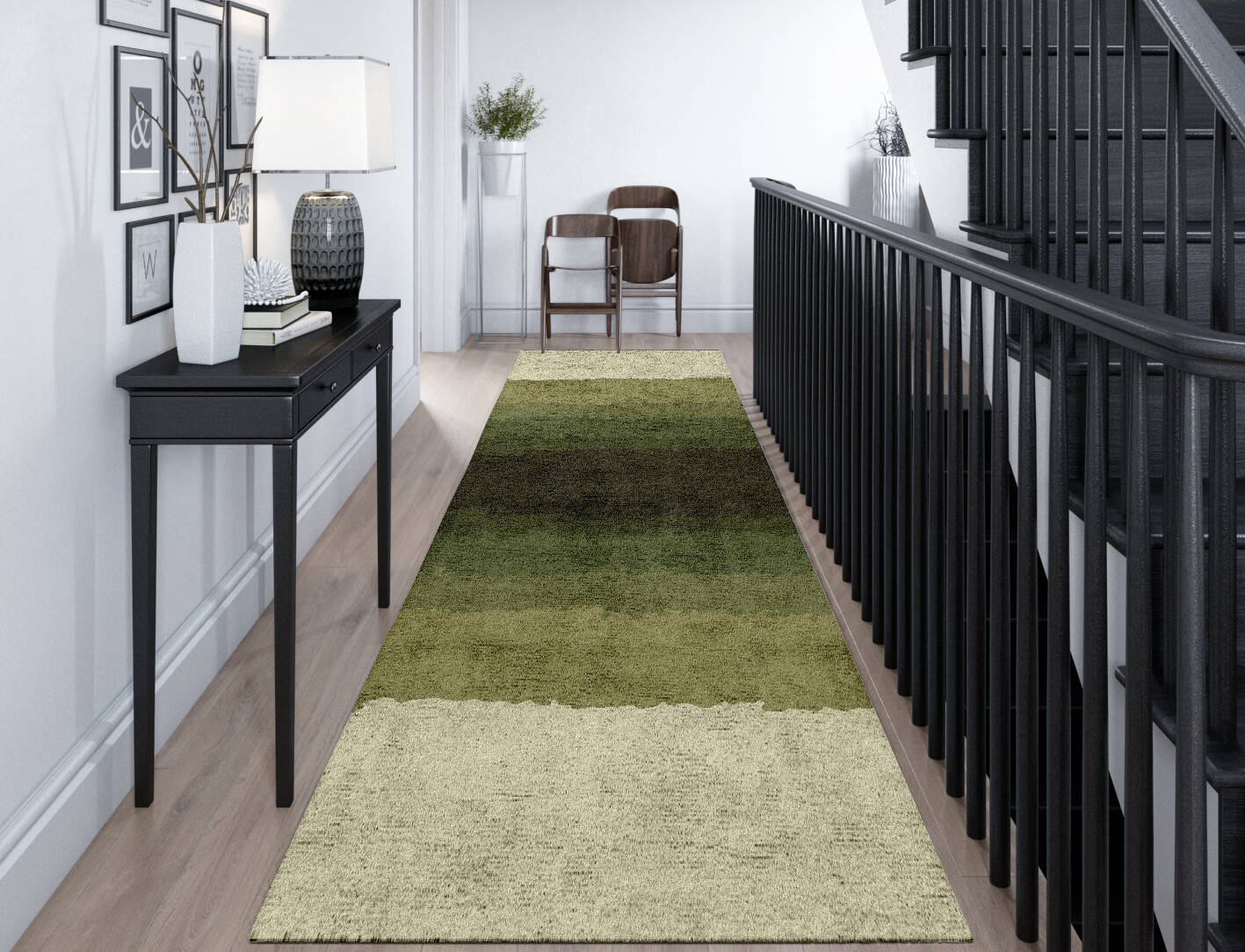 Erwin Gradation Runner Hand Tufted Bamboo Silk Custom Rug by Rug Artisan