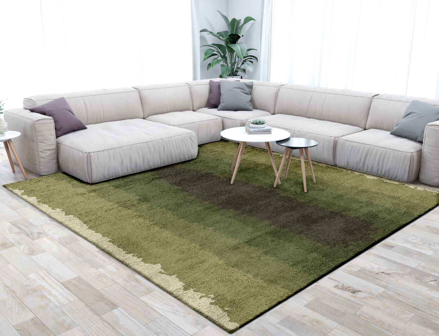 Erwin Gradation Square Hand Tufted Bamboo Silk Custom Rug by Rug Artisan