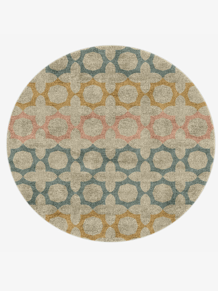 Essie Blue Royal Round Hand Knotted Bamboo Silk Custom Rug by Rug Artisan
