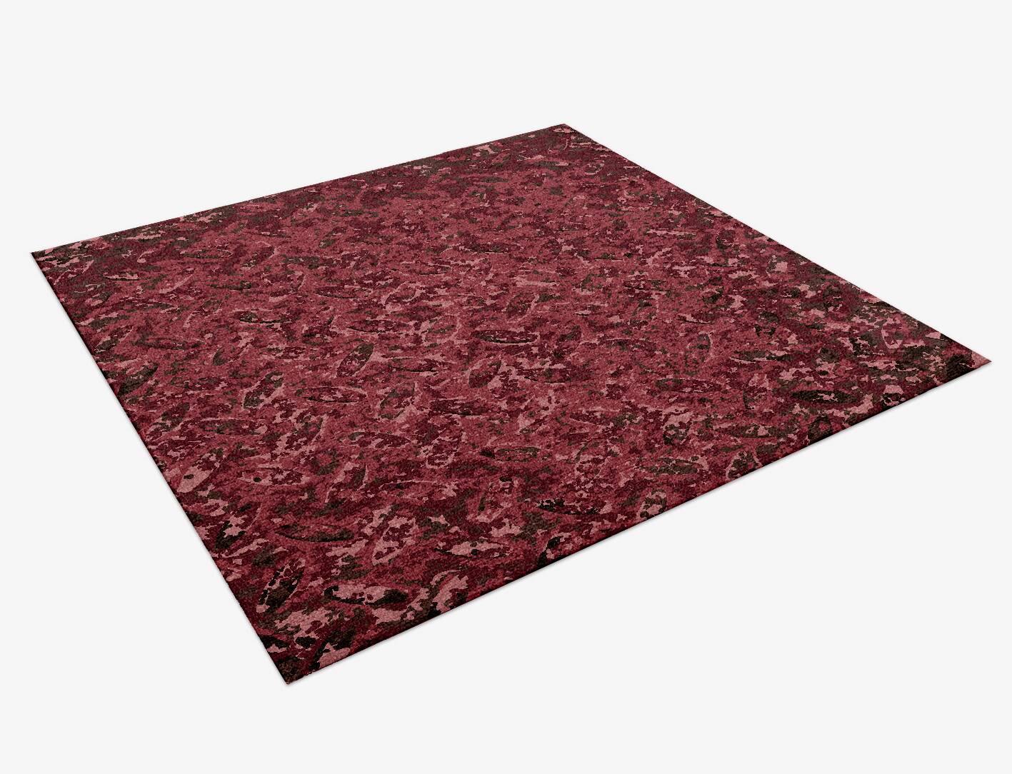 Etched Brush Strokes Square Hand Knotted Tibetan Wool Custom Rug by Rug Artisan