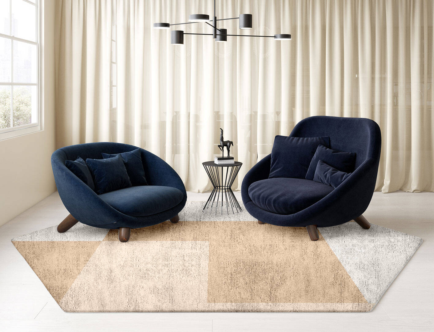 Eunoia  Hexagon Hand Tufted Bamboo Silk Custom Rug by Rug Artisan