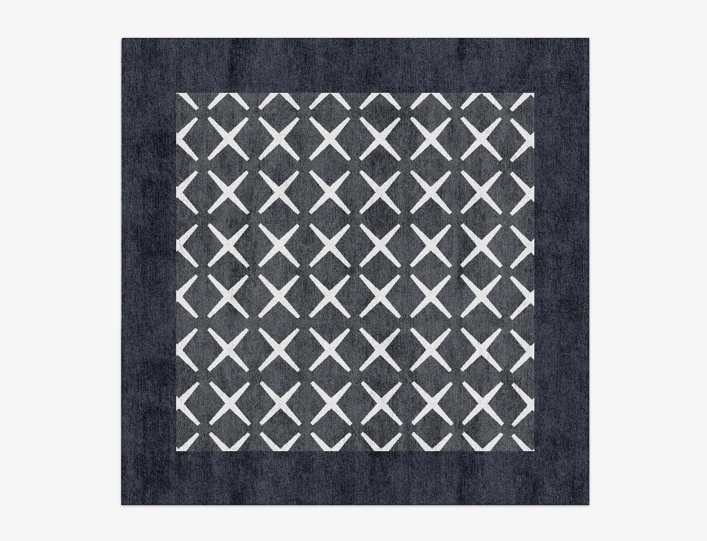 Exeo White Monochrome Square Hand Knotted Bamboo Silk Custom Rug by Rug Artisan