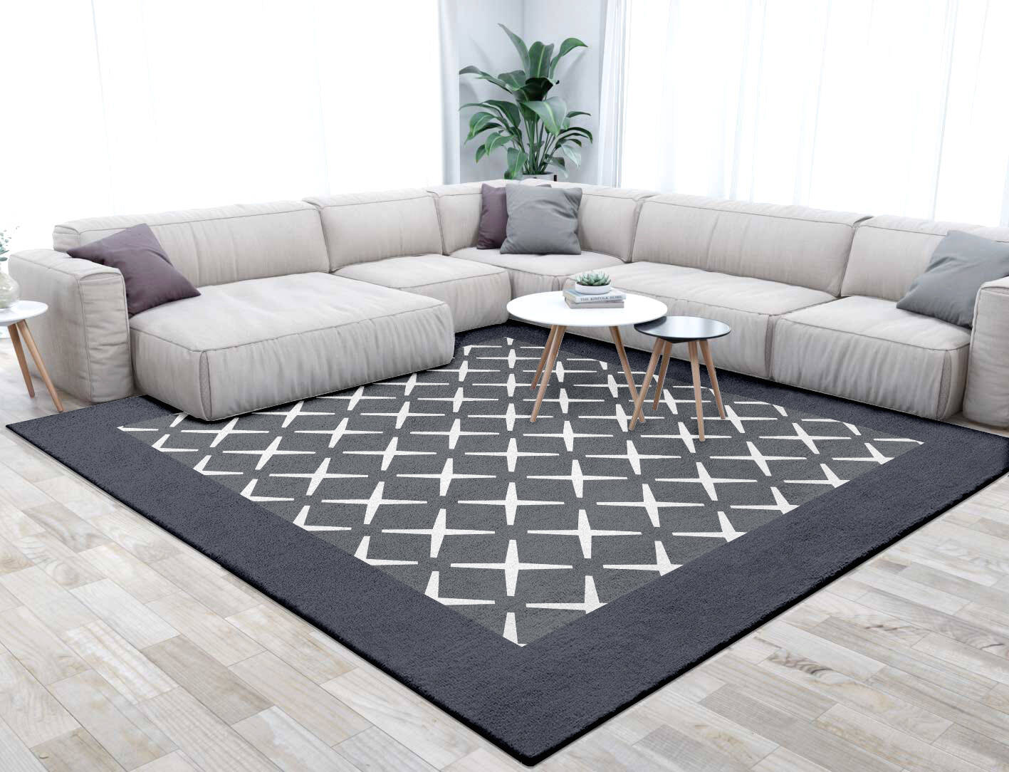 Exeo White Monochrome Square Hand Tufted Pure Wool Custom Rug by Rug Artisan