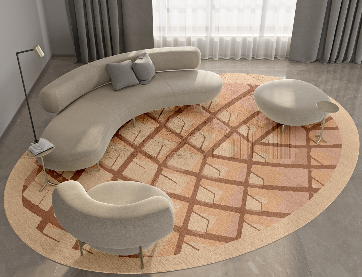 Eyeglass Origami Oval Hand Knotted Bamboo Silk Custom Rug by Rug Artisan