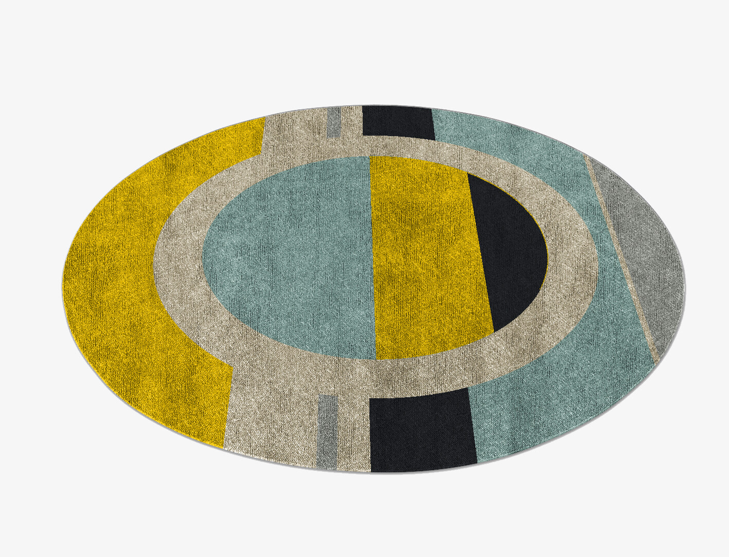 Factions Abstract Round Flatweave Bamboo Silk Custom Rug by Rug Artisan