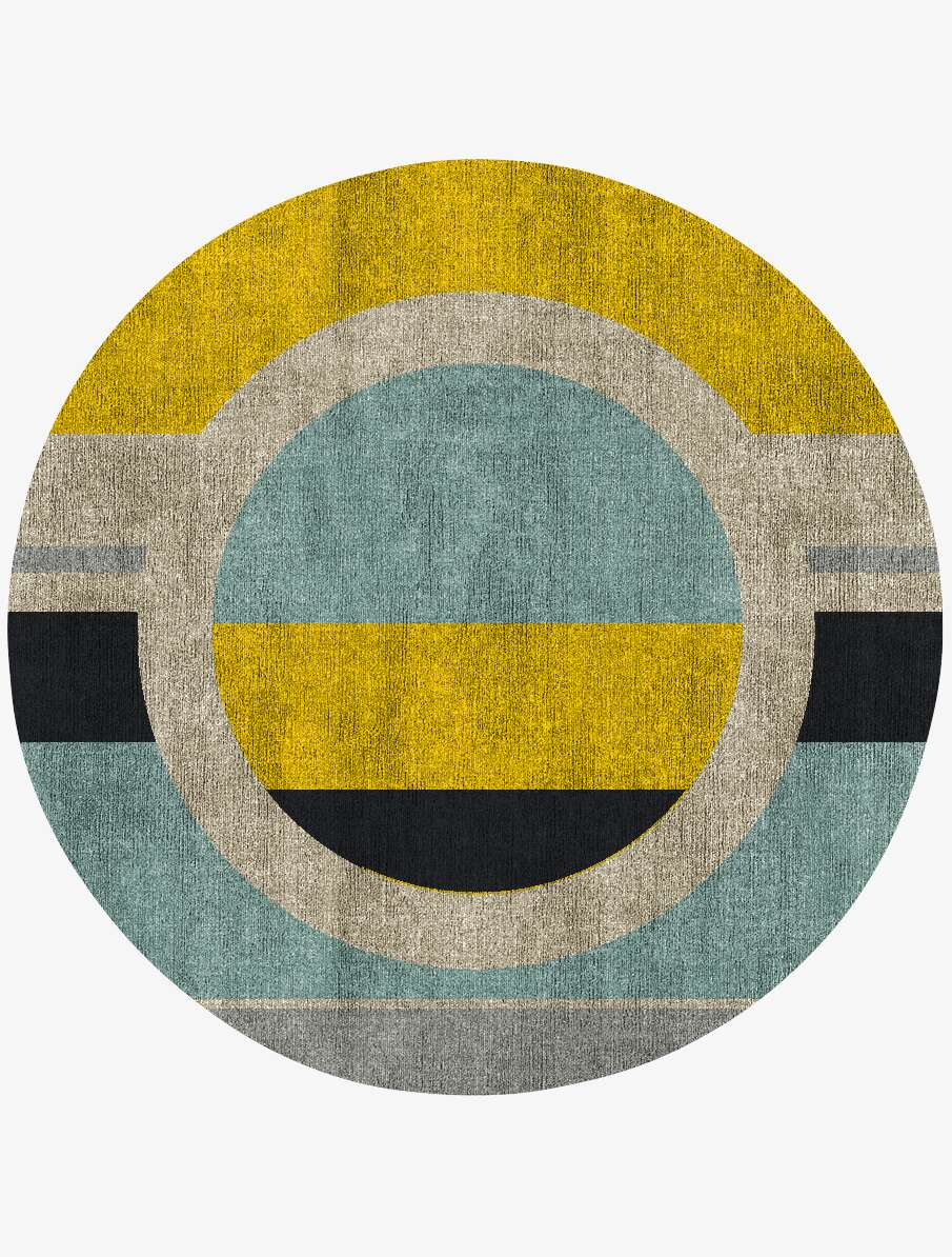 Factions Abstract Round Flatweave Bamboo Silk Custom Rug by Rug Artisan