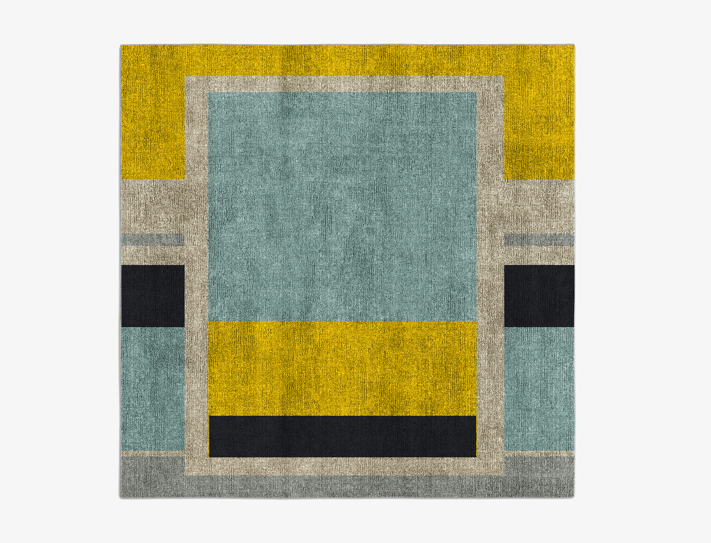 Factions Abstract Square Flatweave Bamboo Silk Custom Rug by Rug Artisan