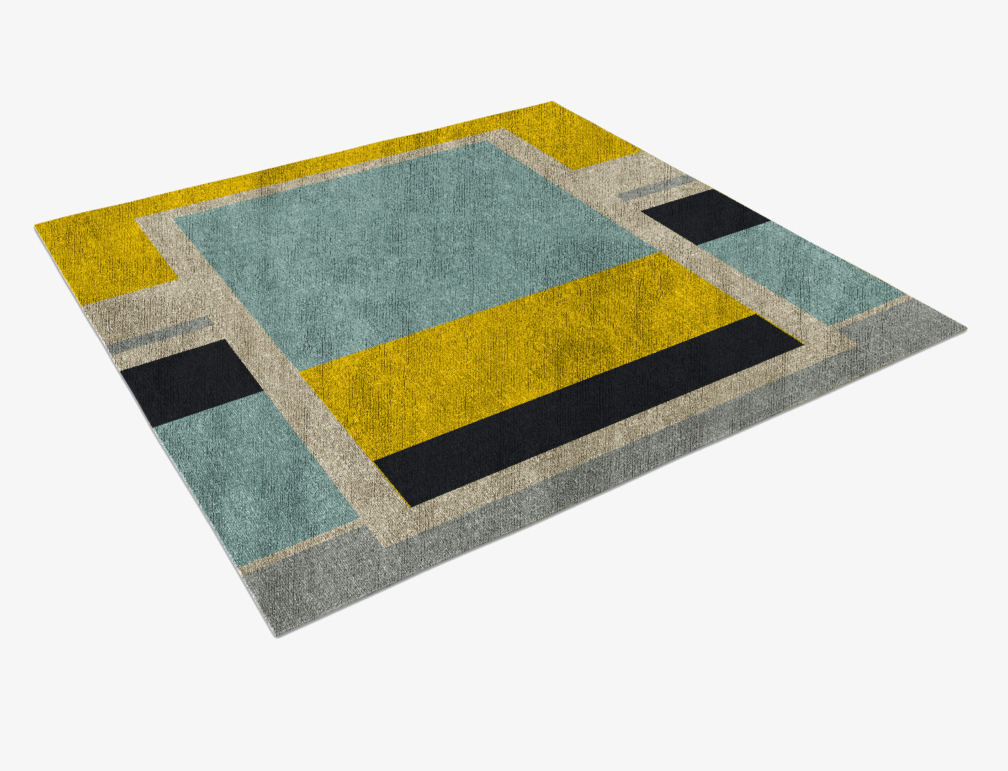 Factions Abstract Square Flatweave Bamboo Silk Custom Rug by Rug Artisan