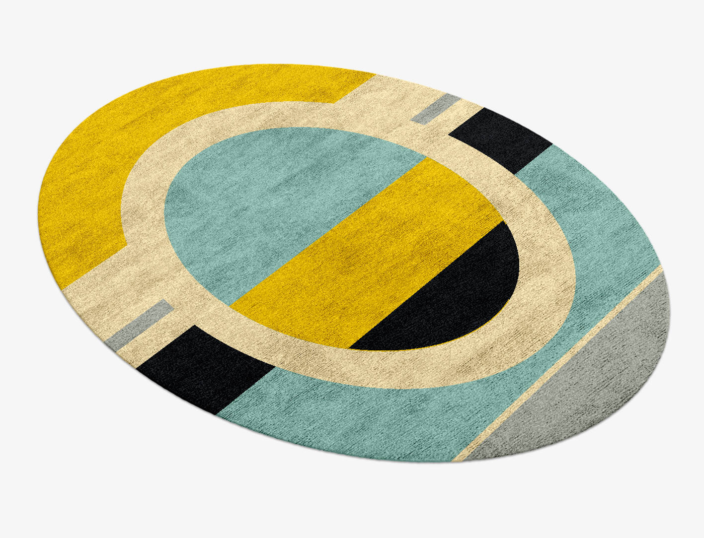 Factions Abstract Oval Hand Knotted Bamboo Silk Custom Rug by Rug Artisan