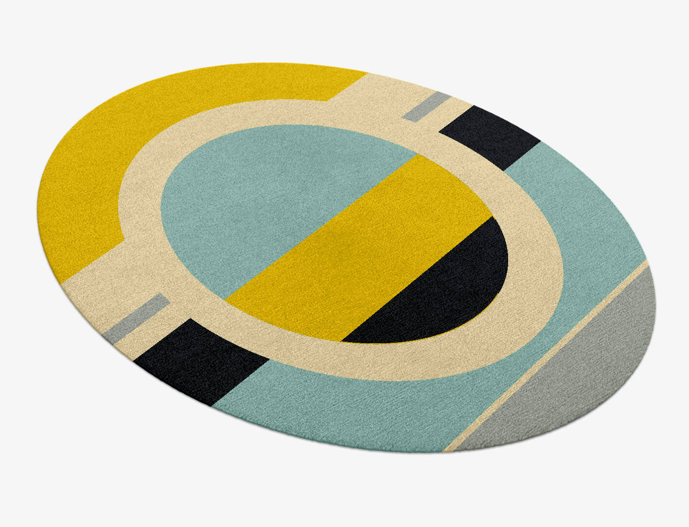 Factions Abstract Oval Hand Knotted Tibetan Wool Custom Rug by Rug Artisan