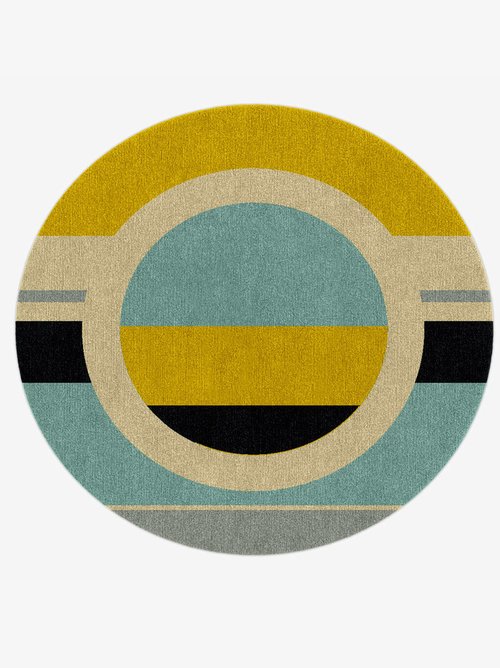 Factions Abstract Round Hand Knotted Tibetan Wool Custom Rug by Rug Artisan