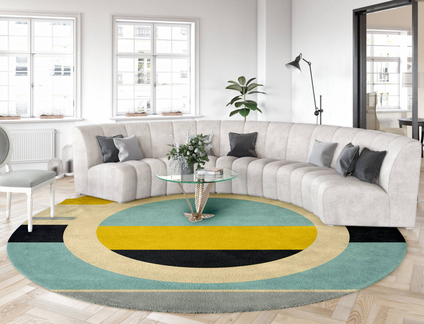 Factions Abstract Round Hand Tufted Pure Wool Custom Rug by Rug Artisan