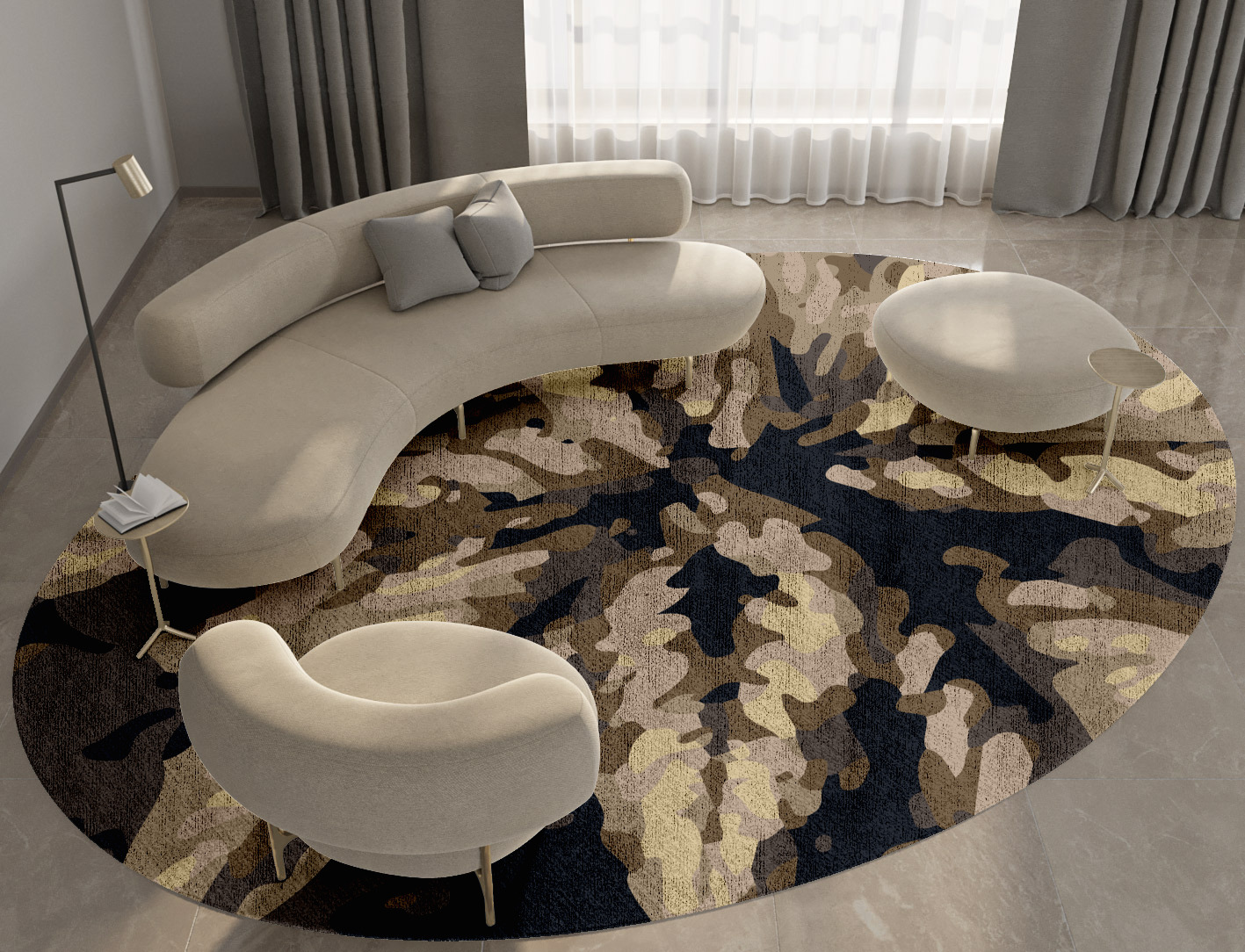 Fall Floral Oval Hand Knotted Bamboo Silk Custom Rug by Rug Artisan