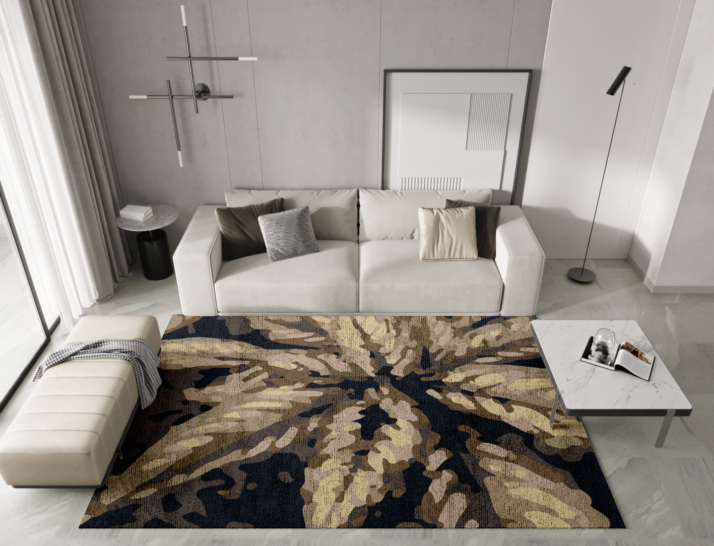 Fall Floral Rectangle Hand Knotted Bamboo Silk Custom Rug by Rug Artisan