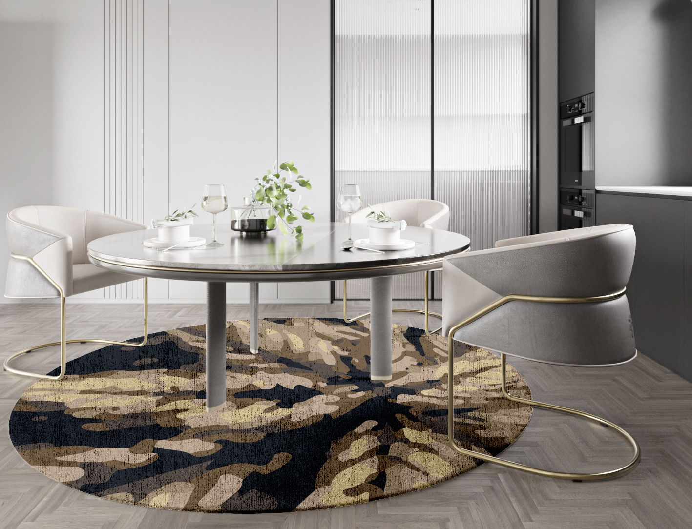 Fall Floral Round Hand Knotted Bamboo Silk Custom Rug by Rug Artisan