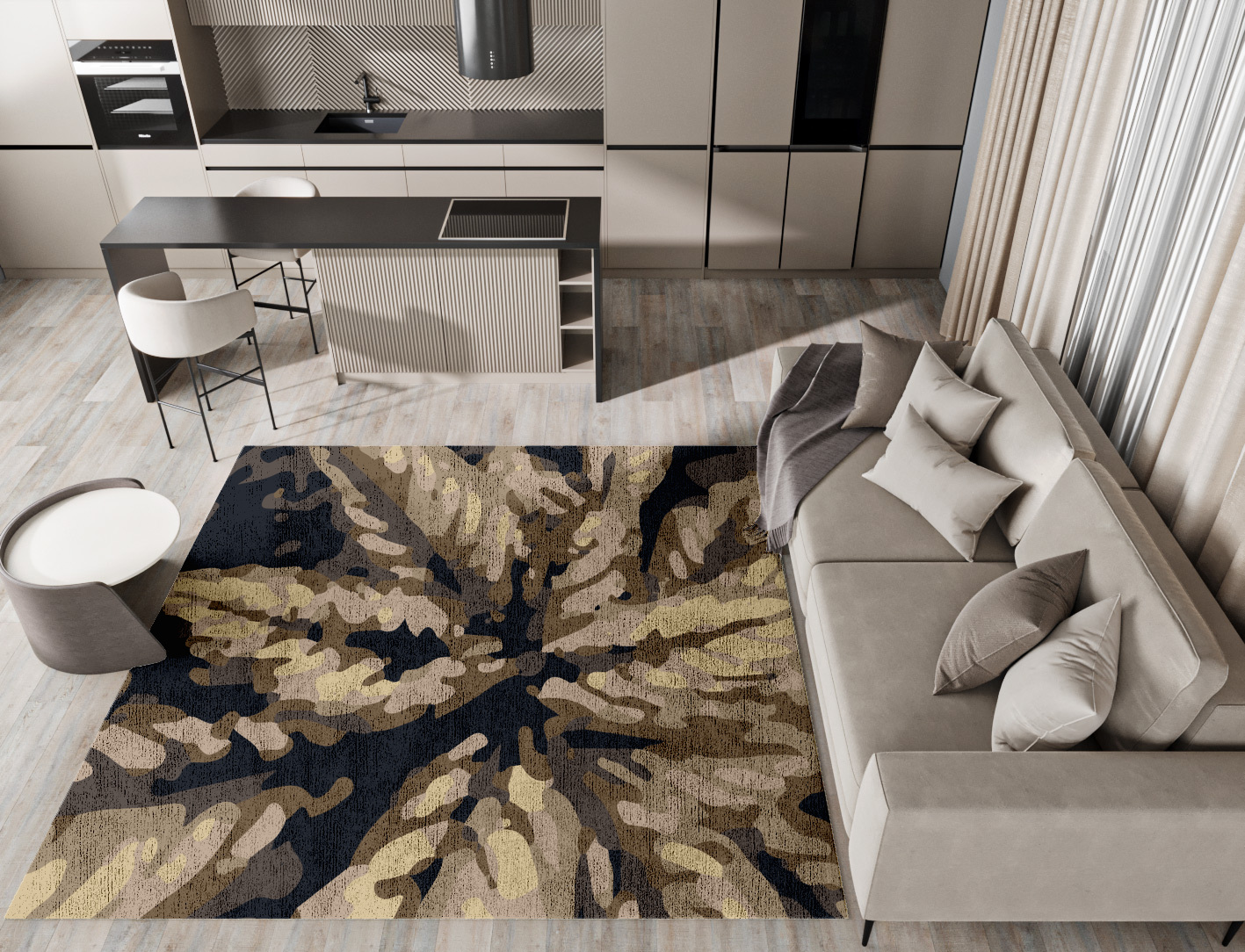 Fall Floral Square Hand Knotted Bamboo Silk Custom Rug by Rug Artisan