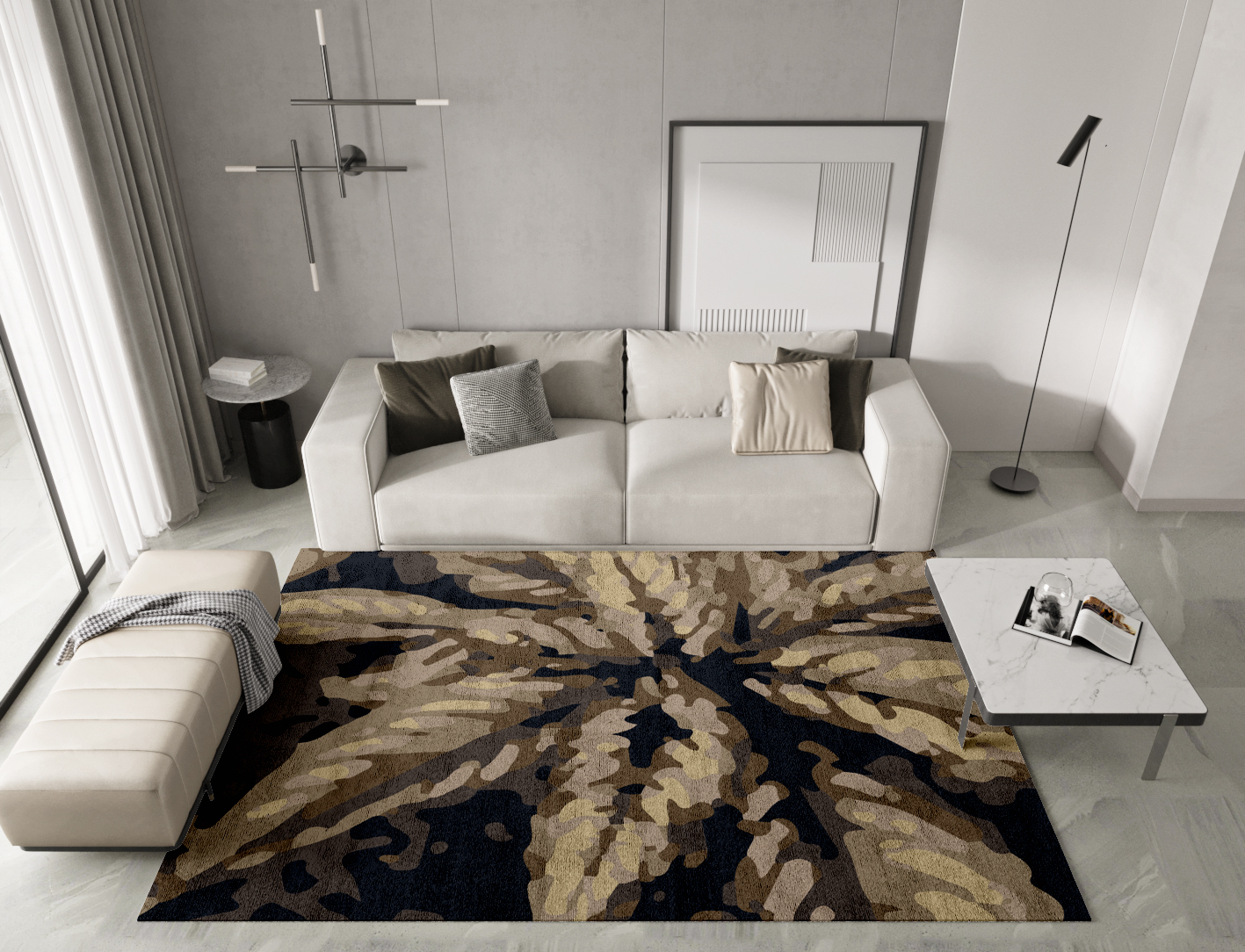 Fall Floral Rectangle Hand Tufted Bamboo Silk Custom Rug by Rug Artisan