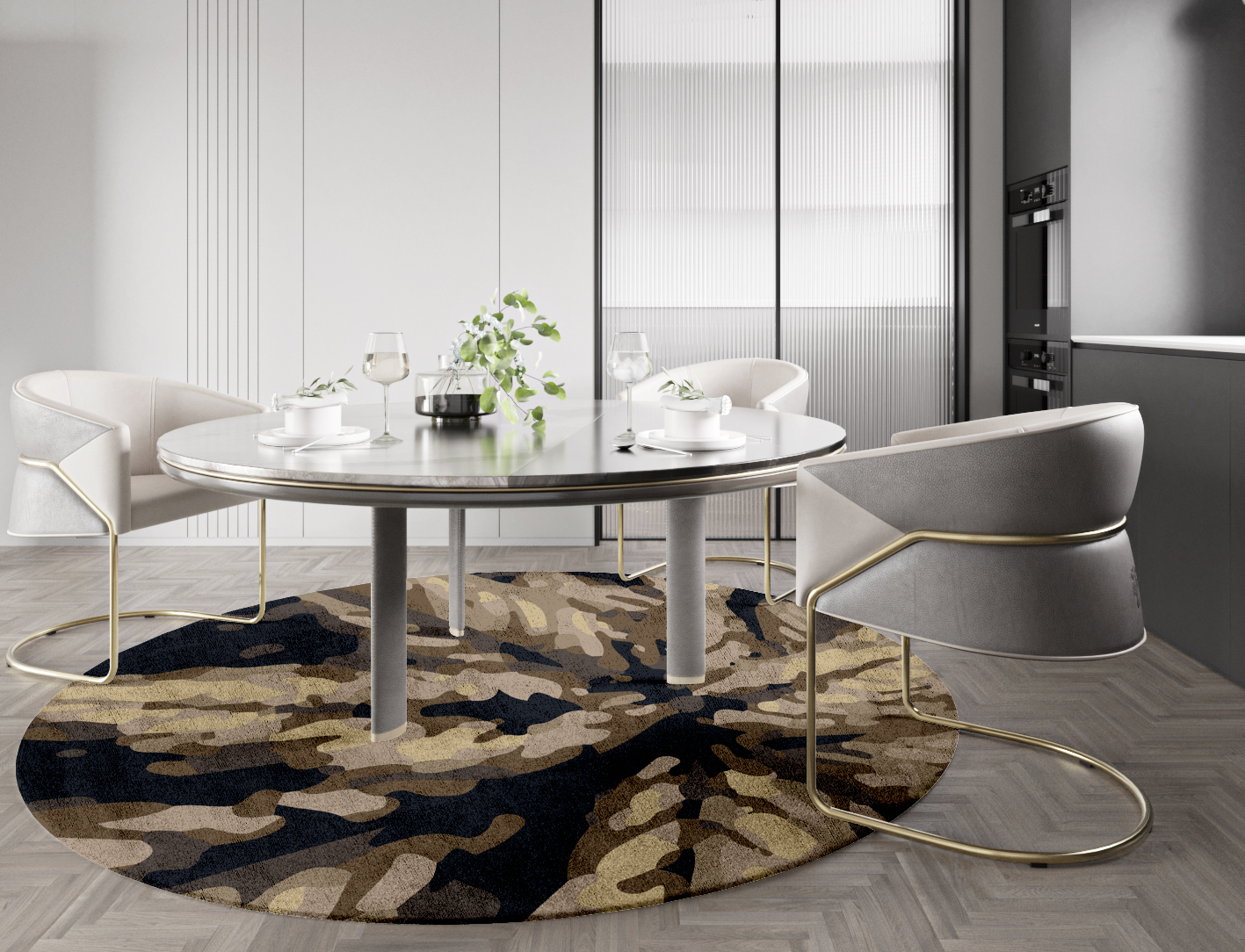 Fall Floral Round Hand Tufted Bamboo Silk Custom Rug by Rug Artisan