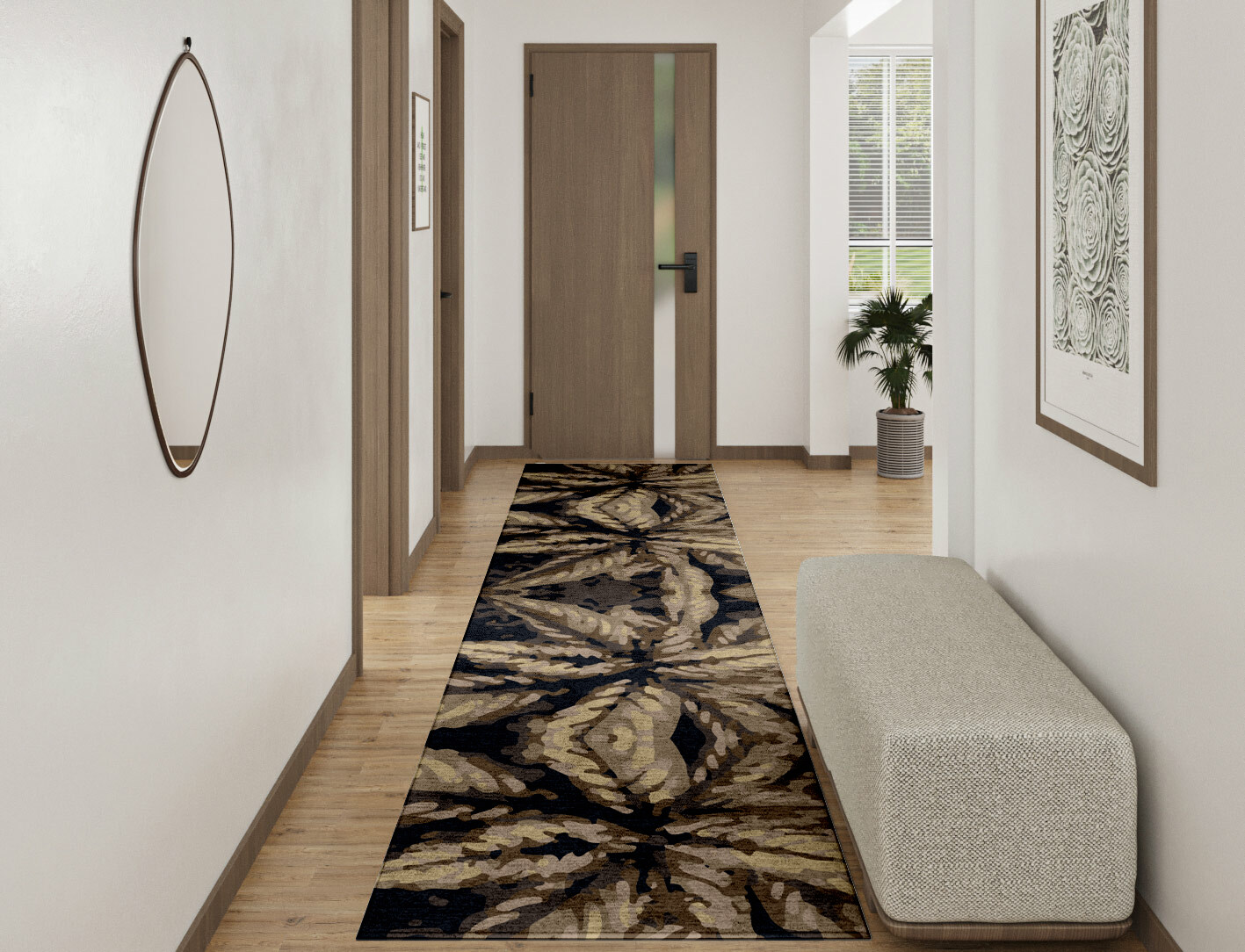 Fall Floral Runner Hand Tufted Bamboo Silk Custom Rug by Rug Artisan