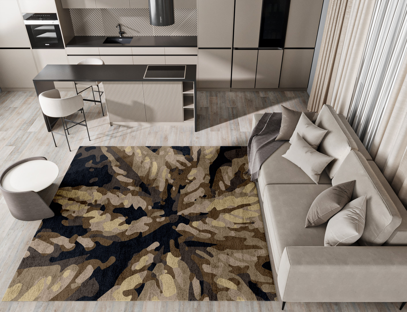 Fall Floral Square Hand Tufted Bamboo Silk Custom Rug by Rug Artisan