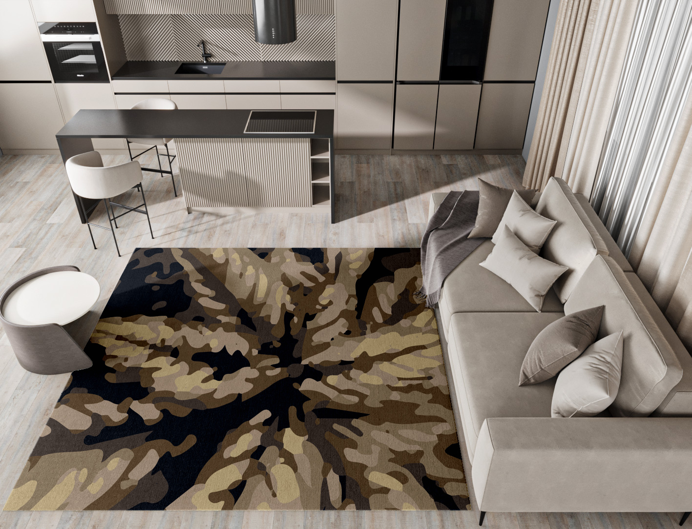 Fall Floral Square Hand Tufted Pure Wool Custom Rug by Rug Artisan