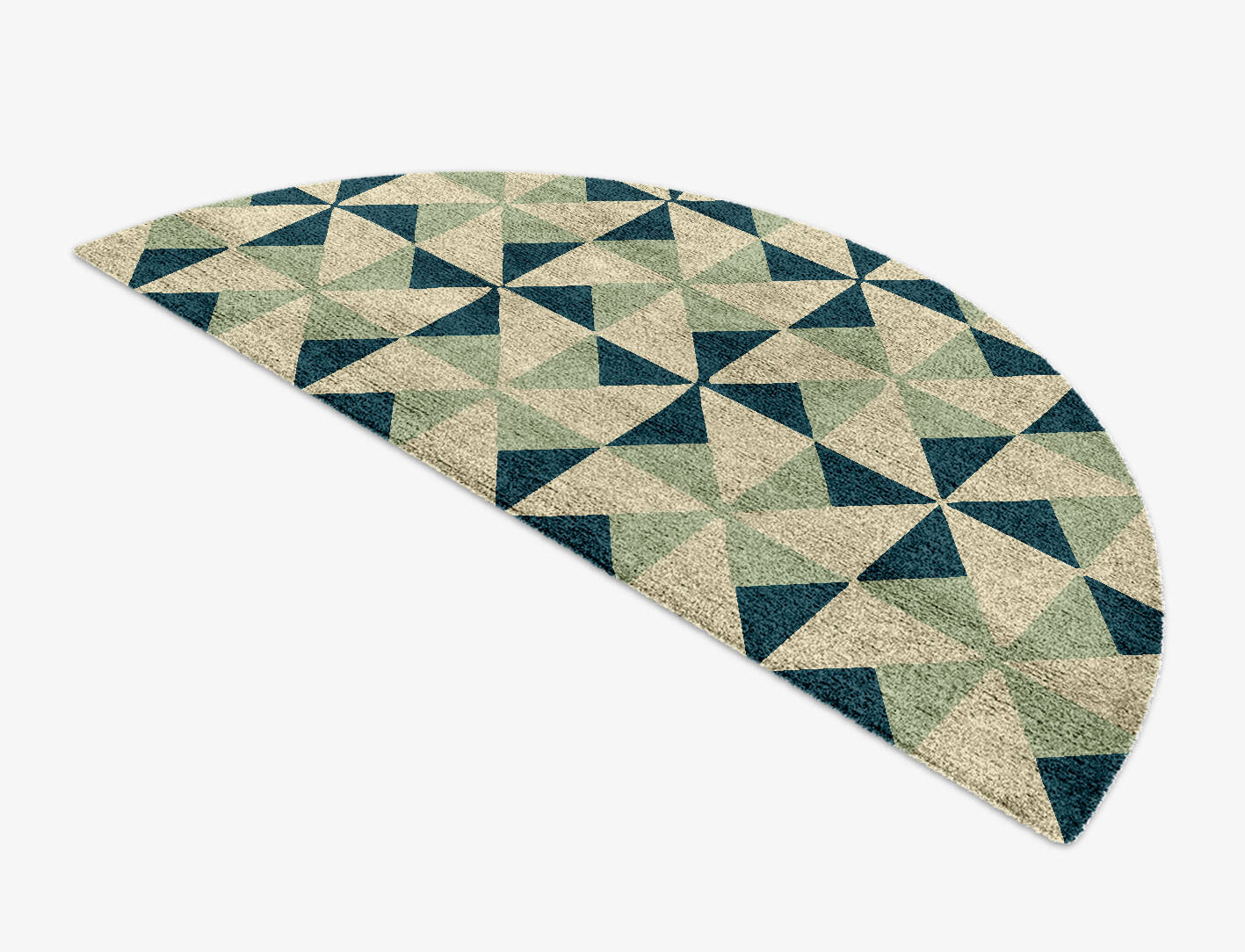 Fans Modern Geometrics Halfmoon Hand Knotted Bamboo Silk Custom Rug by Rug Artisan