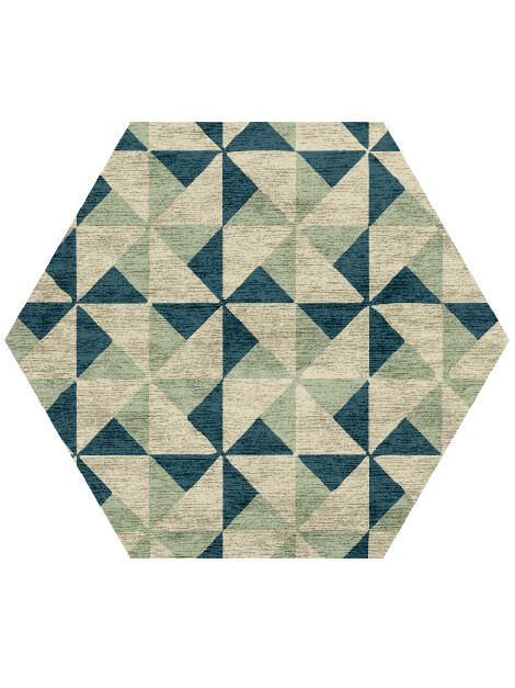 Fans Modern Geometrics Hexagon Hand Knotted Bamboo Silk Custom Rug by Rug Artisan