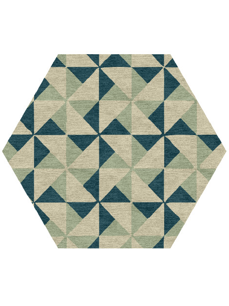 Fans Modern Geometrics Hexagon Hand Knotted Tibetan Wool Custom Rug by Rug Artisan