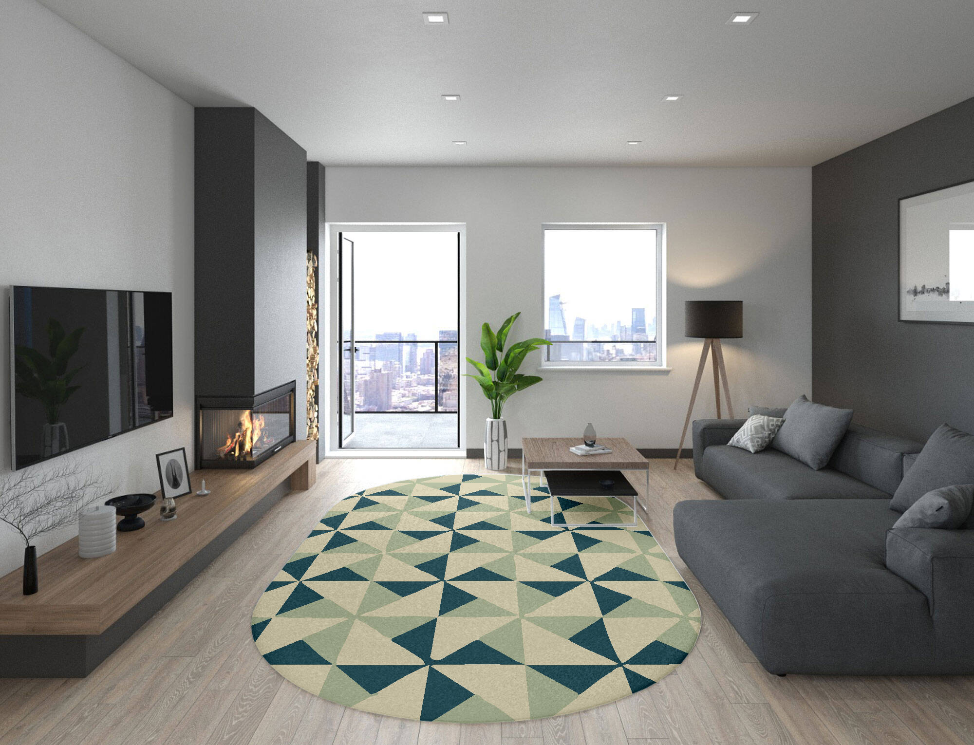 Fans Modern Geometrics Capsule Hand Tufted Pure Wool Custom Rug by Rug Artisan