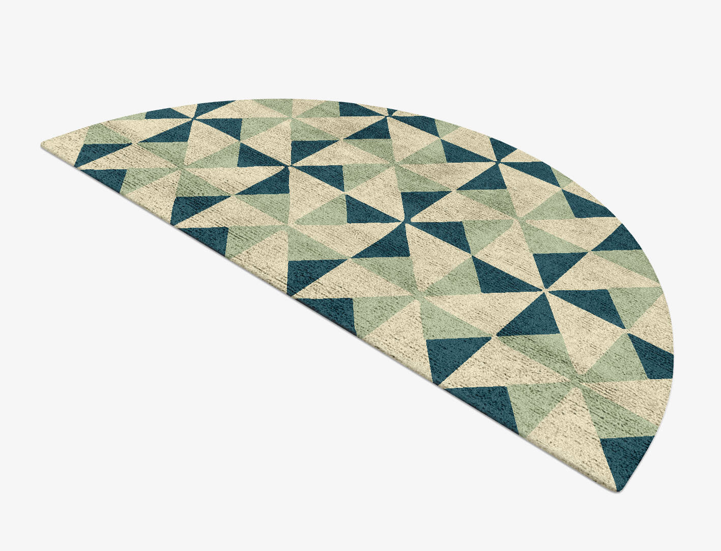Fans Modern Geometrics Halfmoon Hand Tufted Bamboo Silk Custom Rug by Rug Artisan