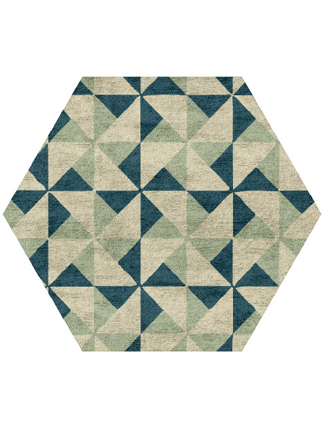 Fans Modern Geometrics Hexagon Hand Tufted Bamboo Silk Custom Rug by Rug Artisan