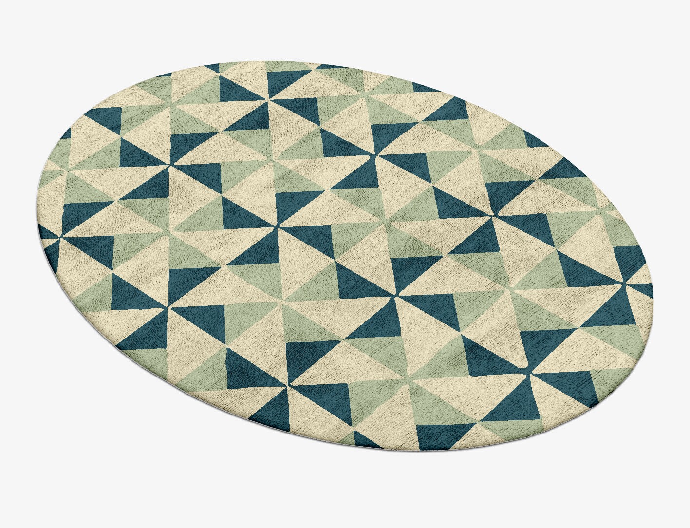 Fans Geometric Oval Hand Tufted Bamboo Silk Custom Rug by Rug Artisan