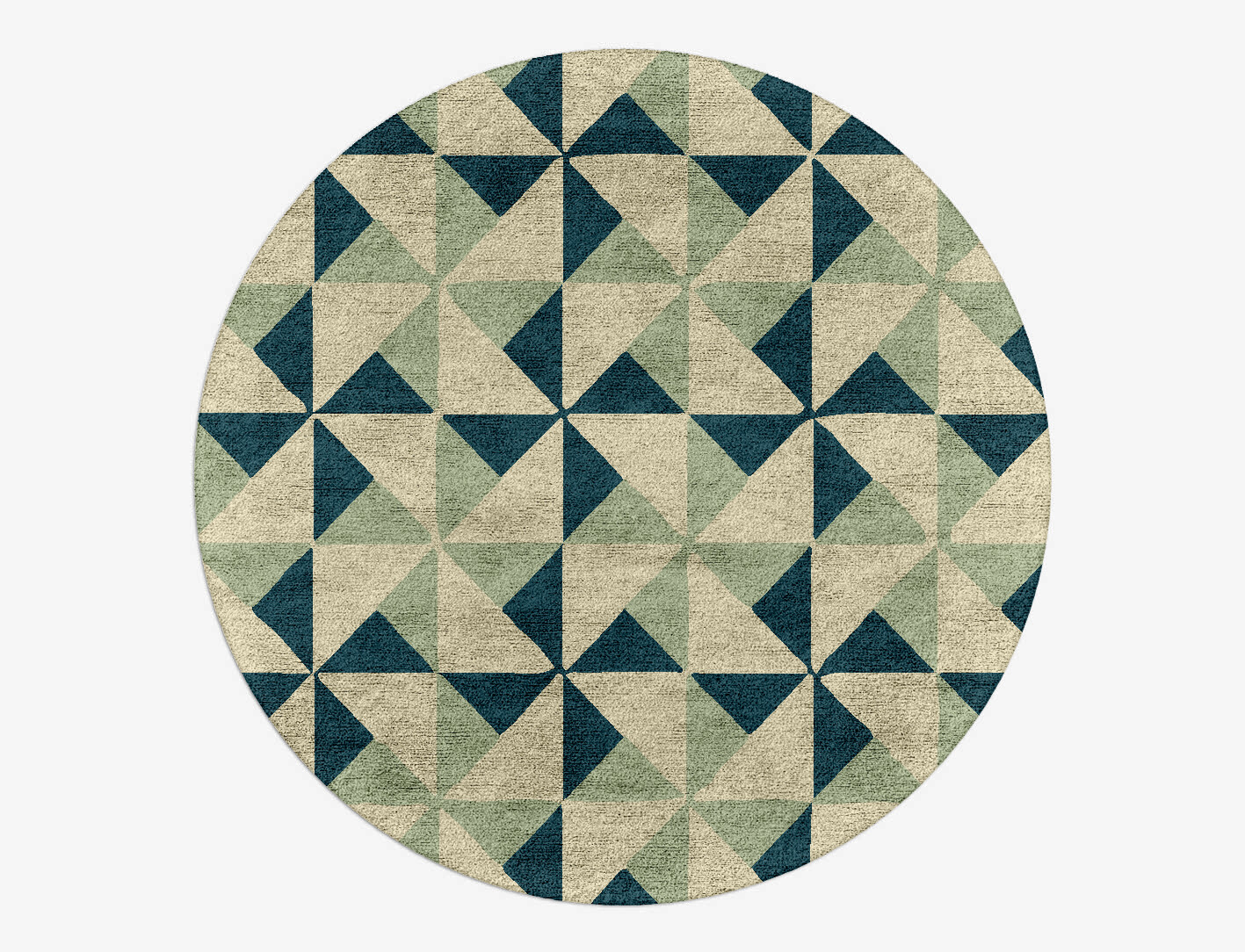 Fans Geometric Round Hand Tufted Bamboo Silk Custom Rug by Rug Artisan