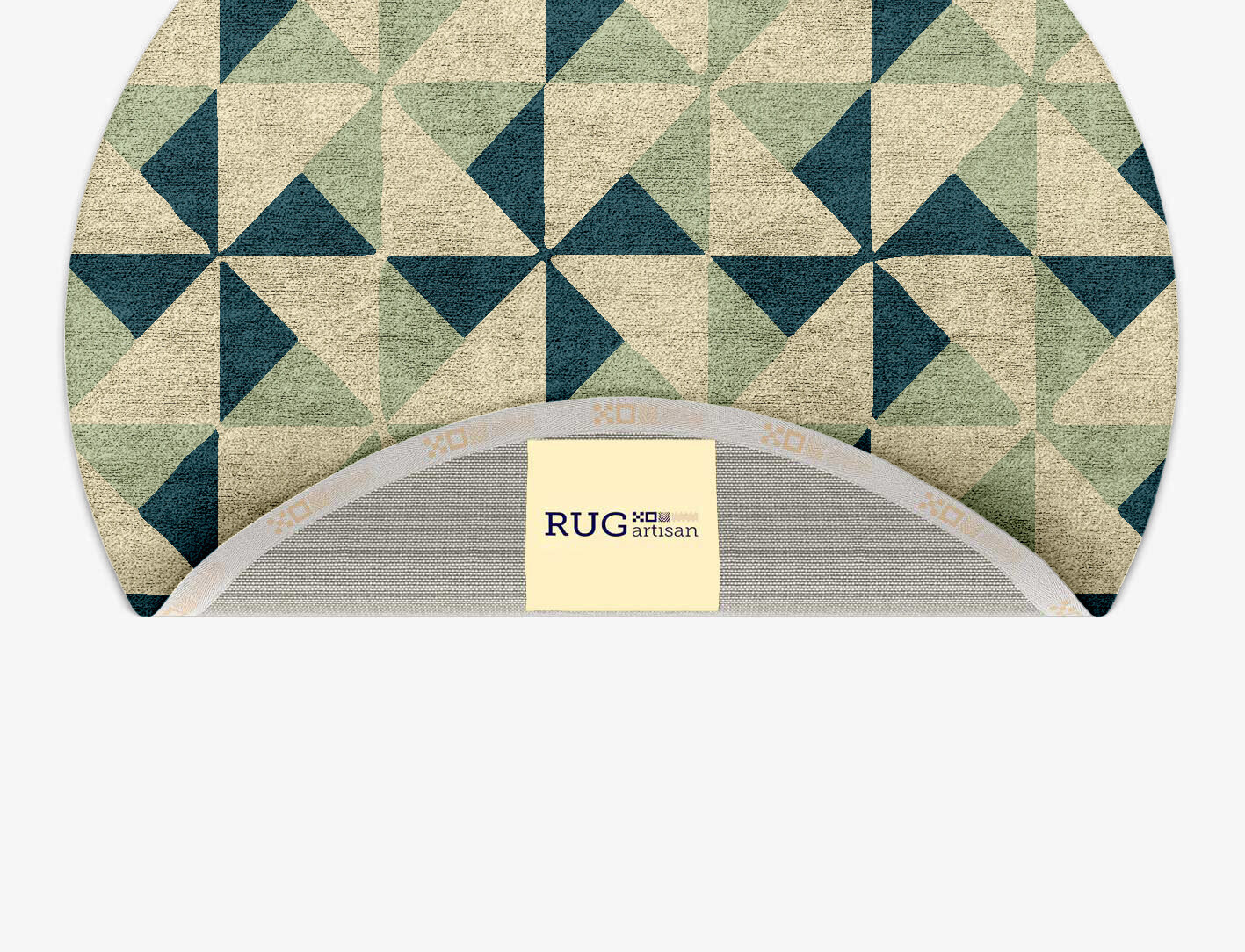 Fans Geometric Round Hand Tufted Bamboo Silk Custom Rug by Rug Artisan