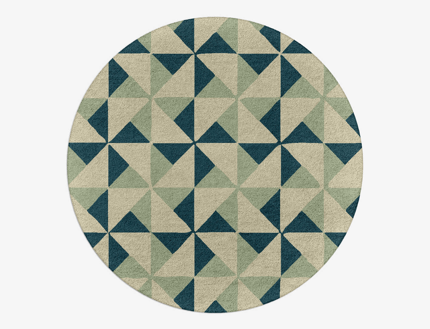 Fans Geometric Round Hand Tufted Pure Wool Custom Rug by Rug Artisan