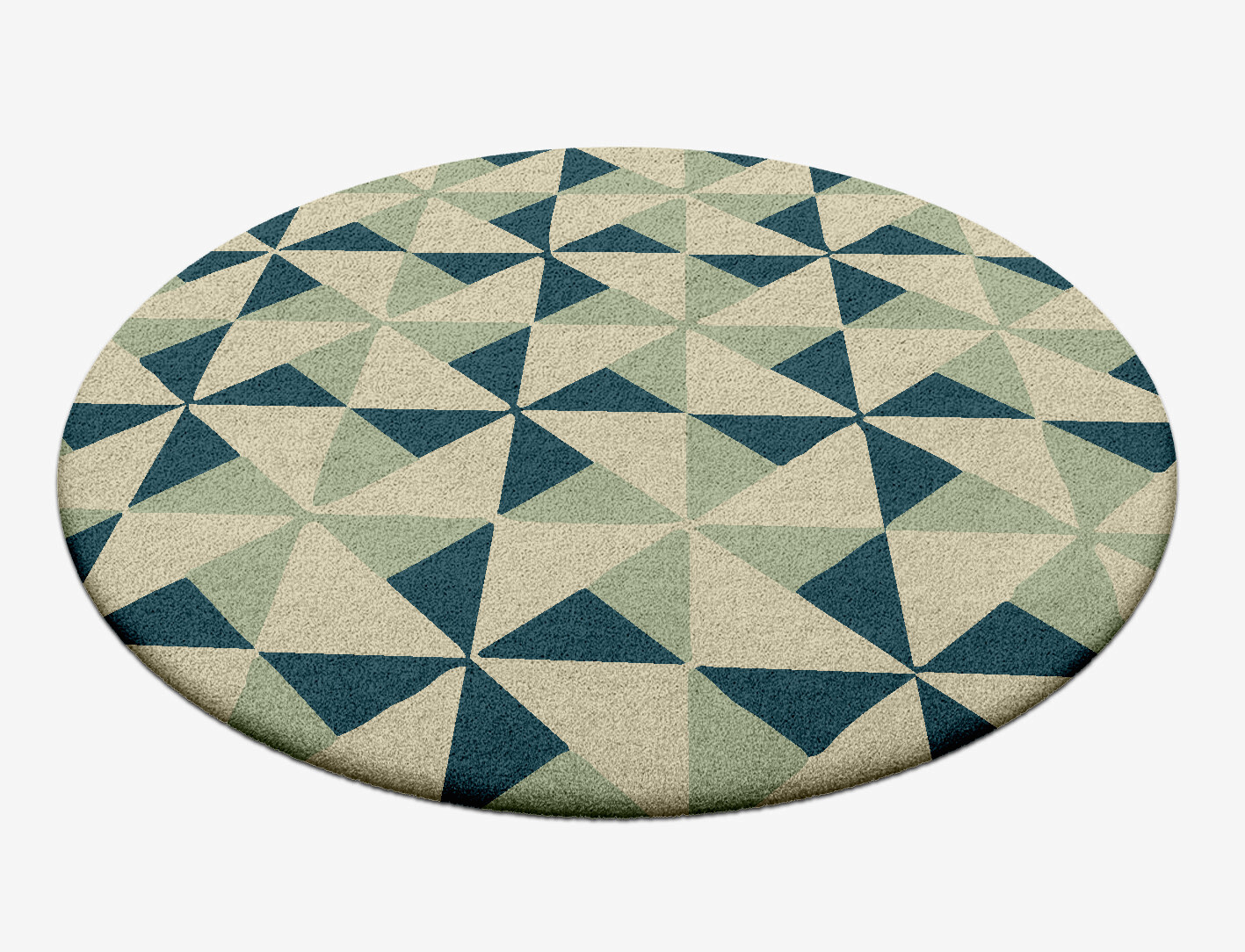 Fans Geometric Round Hand Tufted Pure Wool Custom Rug by Rug Artisan