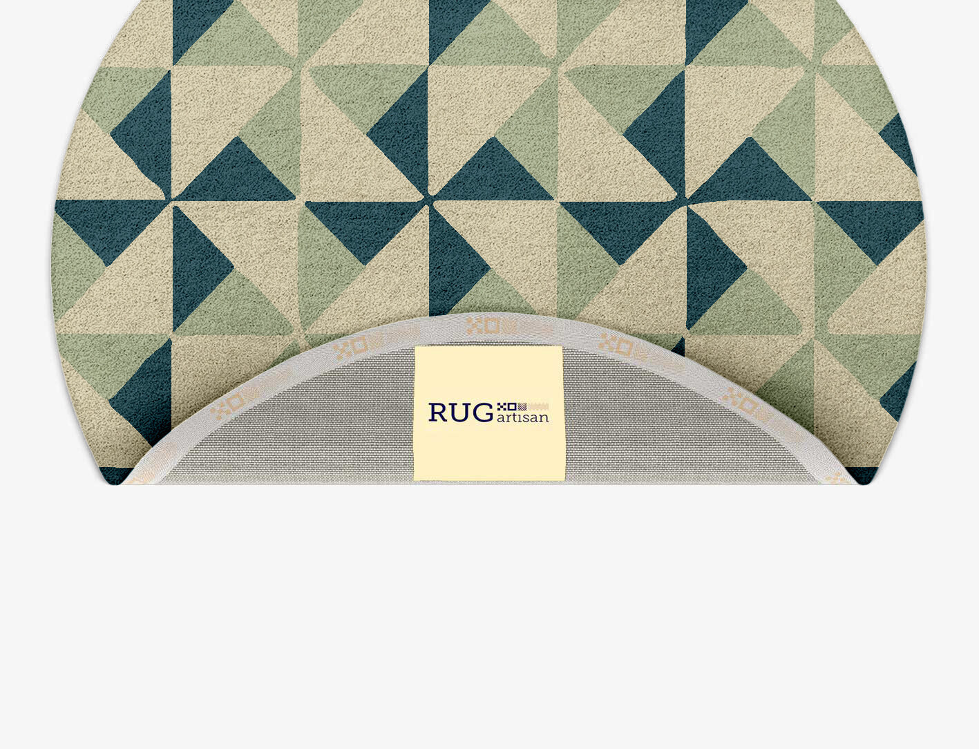 Fans Geometric Round Hand Tufted Pure Wool Custom Rug by Rug Artisan