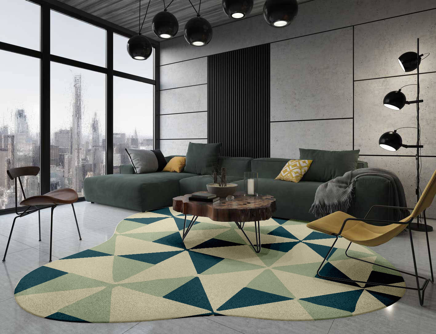 Fans Modern Geometrics Splash Hand Tufted Pure Wool Custom Rug by Rug Artisan