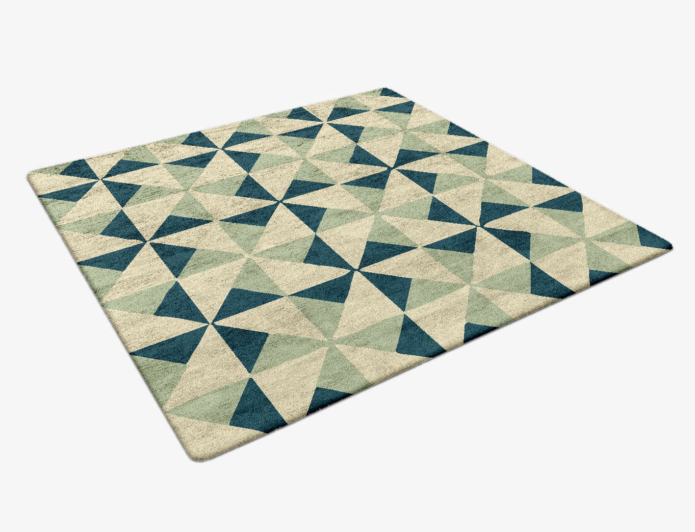 Fans Geometric Square Hand Tufted Bamboo Silk Custom Rug by Rug Artisan