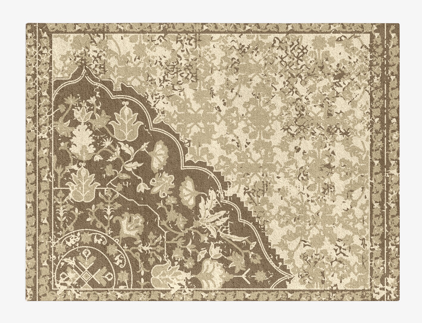 Farahan Beige Persian Bagh Rectangle Hand Tufted Pure Wool Custom Rug by Rug Artisan