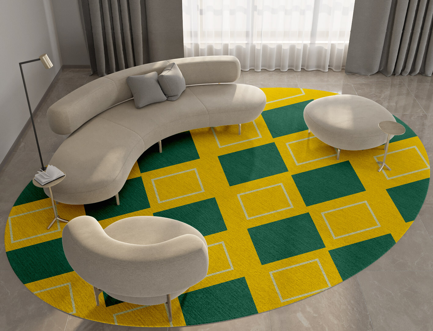 Fascia Geometric Oval Hand Knotted Tibetan Wool Custom Rug by Rug Artisan